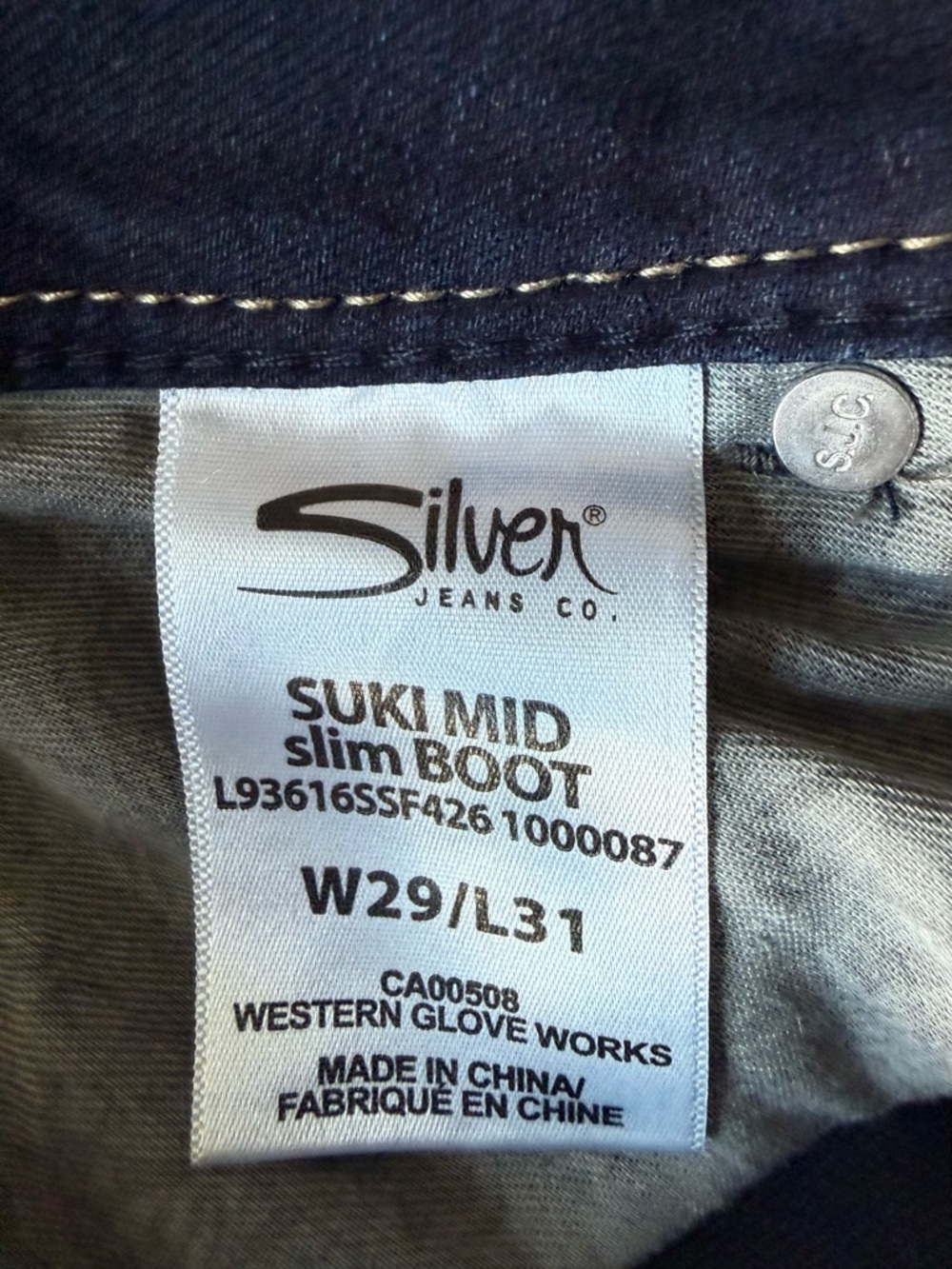 Silver Jeans Dark Blue Boot Cut Denim with Contrast Stitching - Picture 5 of 5